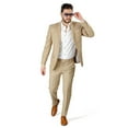 thumbnail image 2 of Slim Fit 2 Button Tan Beige Notch Lapel Men's Suit No Vest 48 Short, 2 of 7