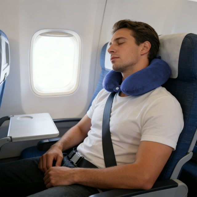 Almohada De Apoyo Para El Cuello En Forma De U Almohada cervical en forma de U azul marino, almohada de viaje para oficina, siesta, avión y coche, soporte de espuma viscoelástica (1 unidad) JASKFLY