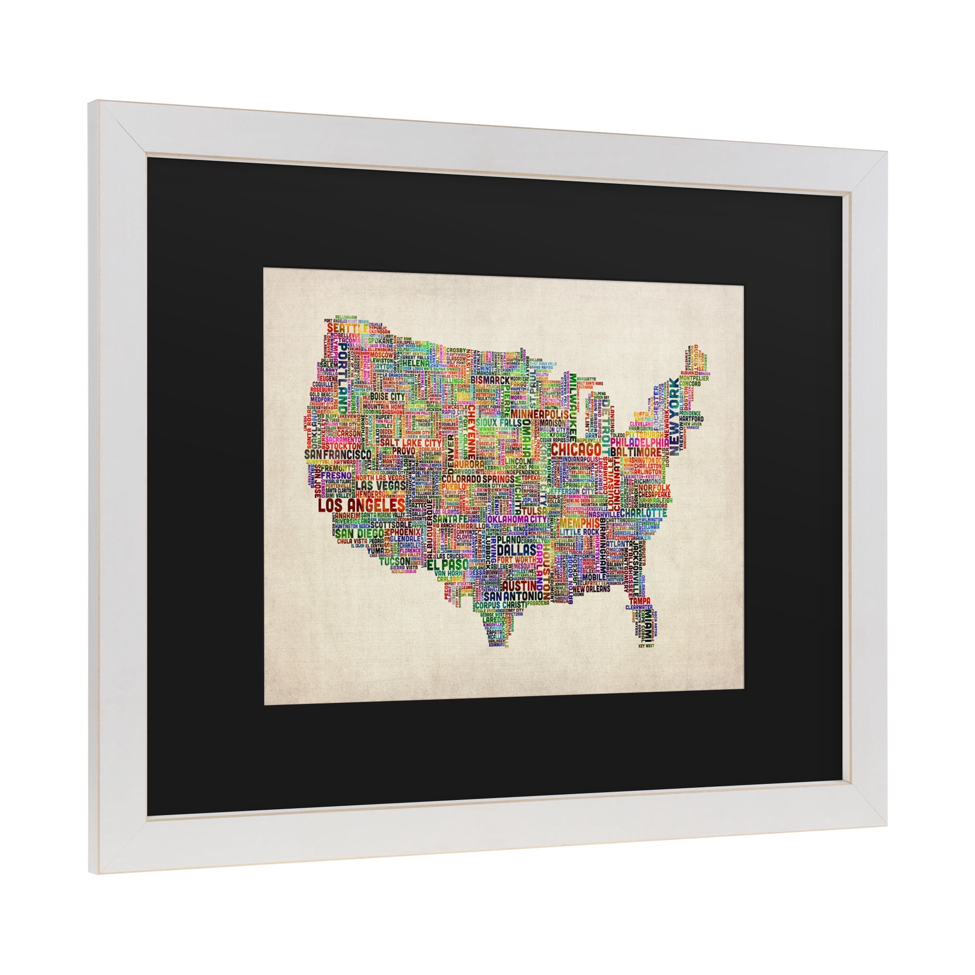 Trademark Fine Art 'US Cities Text Map VI' Canvas Art by Michael Tompsett