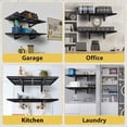 thumbnail image 2 of 2-Pack Heavy Duty Garage Wall Shelving – Metal Floating Storage Racks with Hooks – 560 lbs Capacity – Adjustable Wall Mounted Shelves for Workshop, storage unit, or Laundry Room – Size: 20x48 Inch, 2 of 8