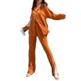 thumbnail image 1 of Women 2pcs Pajamas Suit Solid Turn-Down Collar Button-Down Long Sleeve Tops Long Pants Clothes Black M, 1 of 2