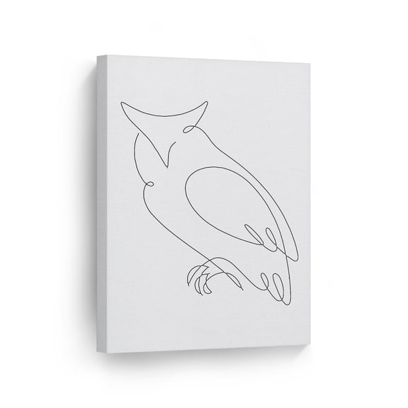 Smile Art Design Black and White One Line Minimalism Art Owl Animal Abstract Canvas Wall Art Print Office Living Room Dorm Bedroom Aesthetic Modern Home Decor - 40x30