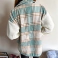thumbnail image 4 of Women'S Flannel Button Down Fleece Jacket Fall Fuzzy Lapel Long Sleeves Plaid Blouse Jacket Winter Light Coats Green L, 4 of 6