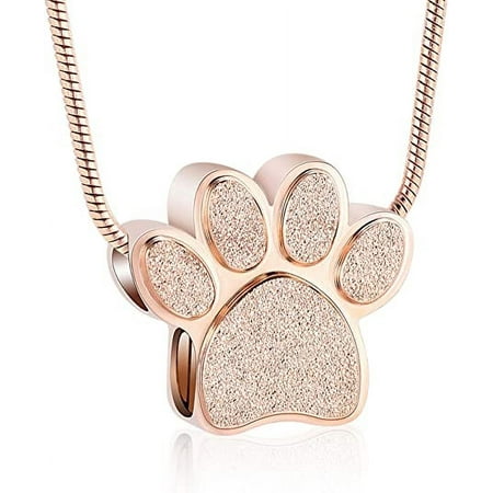 Pet Cremation Jewelry for Ashes Urn Necklace Paw Print Pet Keepsake Jewelry for Pet/Dog's/Cat's Ashes Pendant Memorial Gifts