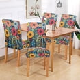 thumbnail image 2 of Yayeee 4 Pack Dining Chair Covers Stretch Parson Chairs Slipcovers Seat Protector, Orange Colorful Flowers, 2 of 6