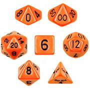 7 Die Polyhedral Dice Set - Solid Orange with Velvet Pouch By Wiz Dice