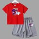 thumbnail image 3 of Conjunto de 2 piezas de camiseta y pantalones cortos de algodón para adolescentes y niños, juego de lucha, ropa deportiva de manga corta de verano para niño y niña, 3 of 5