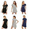 thumbnail image 6 of Women Letter Printed Short Sleeve Sleepshirt,Round Neck Hip Length Nightdress Loungwear Pajamas Dress,Cotton Comfy Summer Ladies Sleepwear Gown,S-XXL I'm Fine Gray, 6 of 6