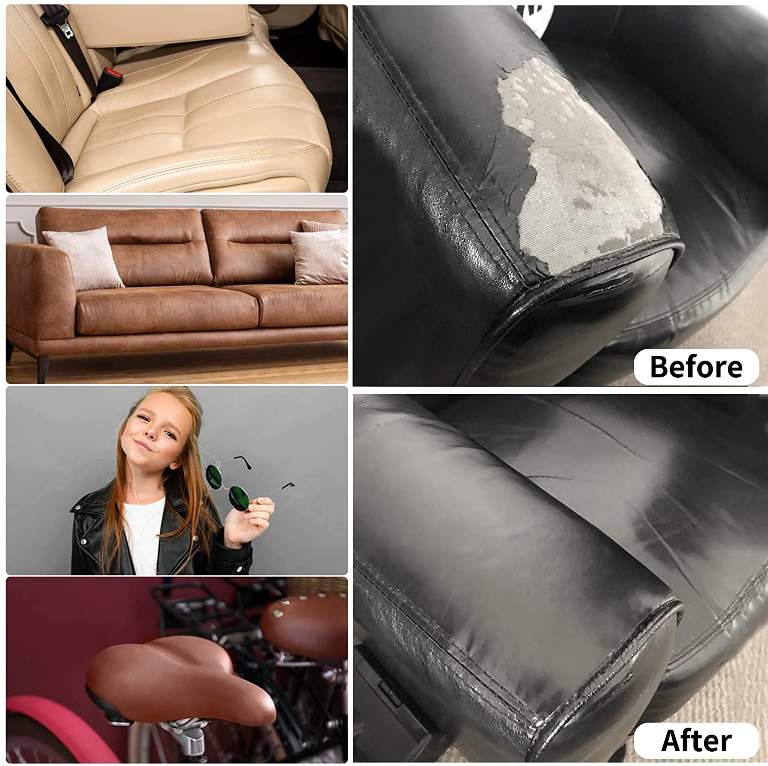 Memotoo Leather Repair Patch, Vinyl Repair Kit, Self-Adhesive Leather  Repair Tape for Sofas, Drivers Car Seat, Couch, Handbags, Jackets (Gray,  8×11 inch)… 