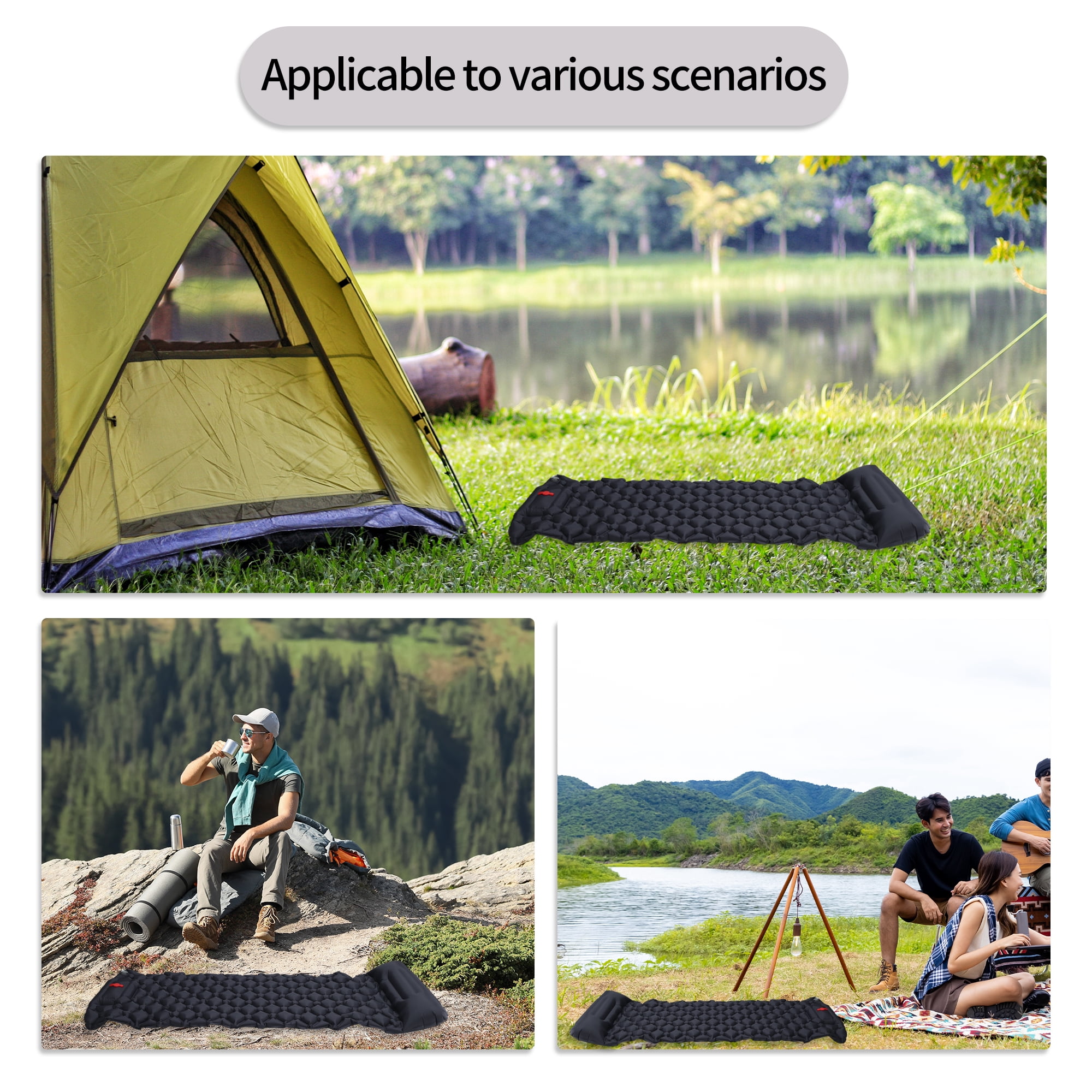 Unique Bargains Camping Sleeping Pads Great Camping Mat With Pillow Foot Light Green