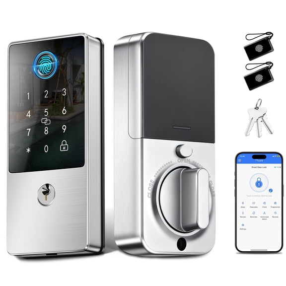 Smart Lock, 7-in-1 Keyless Entry Door Lock with Fingerprint, Remote & Voice Control, Auto Lock, Electronic Touchscreen Deadbolt Lock, Biometric Smart Door Lock for Front Door
