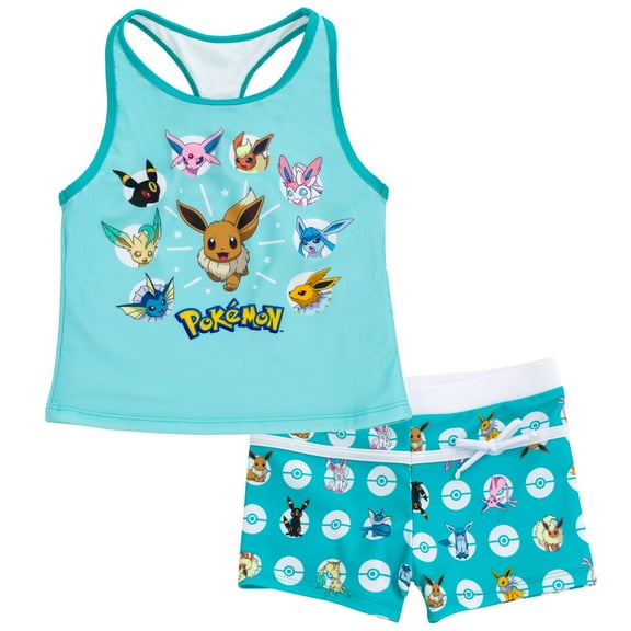 Pokemon Eevee Racerback UPF 50  Tankini Top and Swim Shorts Outfit Set Little Kid to Big Kid