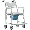 thumbnail image 1 of HOMCOM Shower Commode Wheelchair, Padded Seat, 331 lbs., Grey, 1 of 10