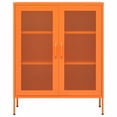 thumbnail image 3 of VidaXL Metal 2-Shelf Hallway Storage Cabinet with Mesh Doors, 31.5" x 13.8" x 40", Orange, 3 of 10