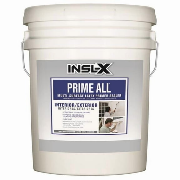Insl-X 1016476 5 gal Prime All Flat Water-Based Acrylic Latex Multi-Surface Latex Primer Sealer, White