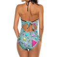thumbnail image 4 of NICKSUN Maillot de Bain une Pièce pour Femmes Contrôle du Ventre Maillot de Bain Modeste Col en V, 4 of 9