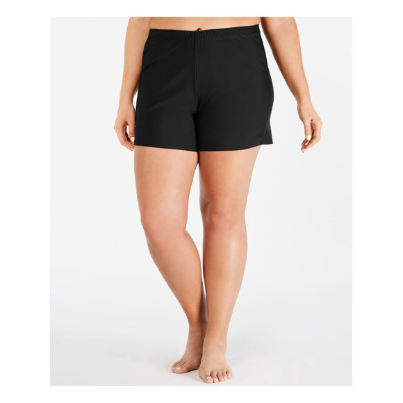 ISLAND ESCAPE Short de Bain Noir pour Femmes, Cuisse Minimisante, Couverture Complète, Extensible, 24W