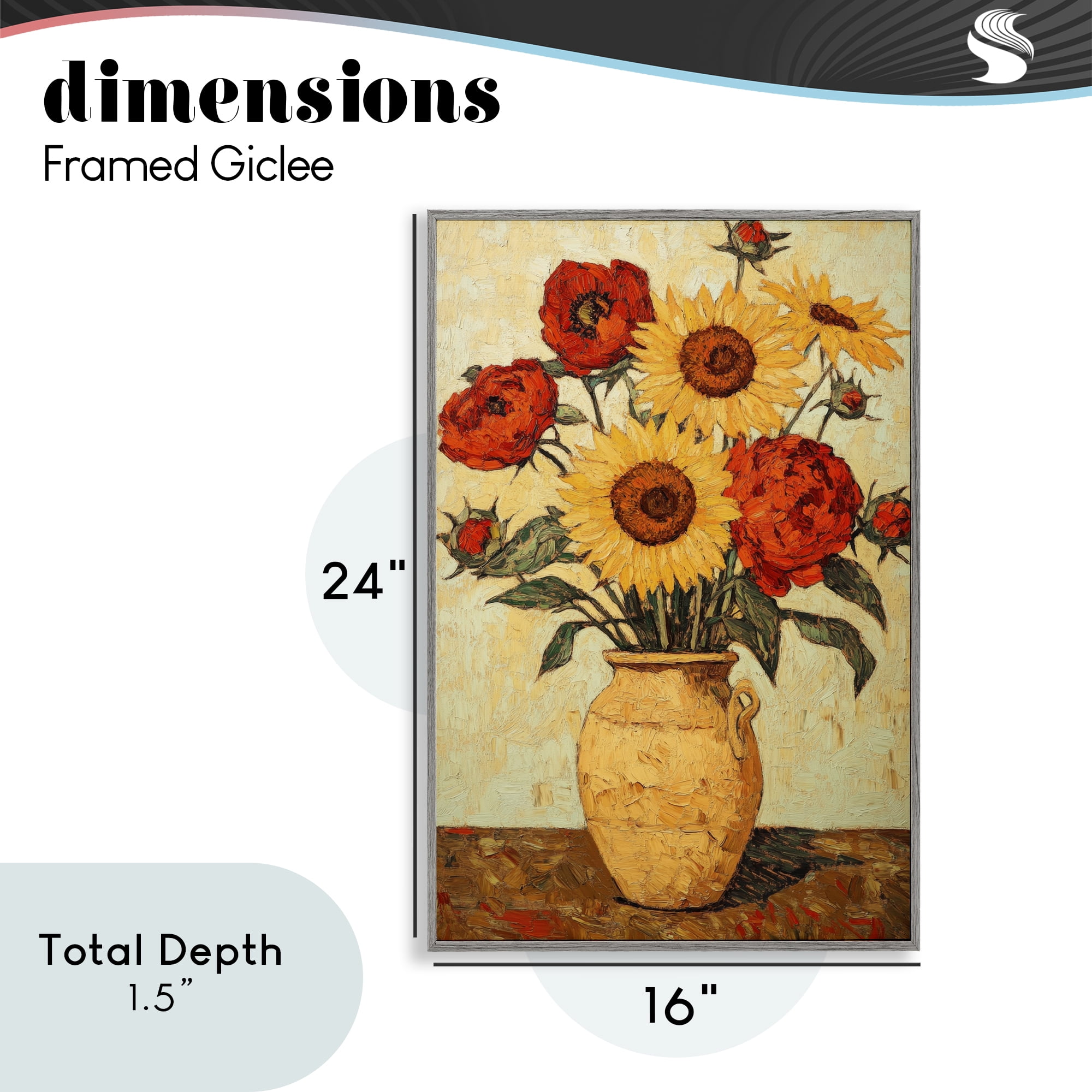 Rustic Flower Display Gray Framed Giclee Art, design by Petal Prints Design