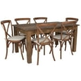 thumbnail image 2 of Merrick Lane 7 Piece Dining Set 60" x 38" Farmhouse Pinewood Dining Table with 6 Matching Cross Back Dining Chairs in Antique Rustic, 2 of 4