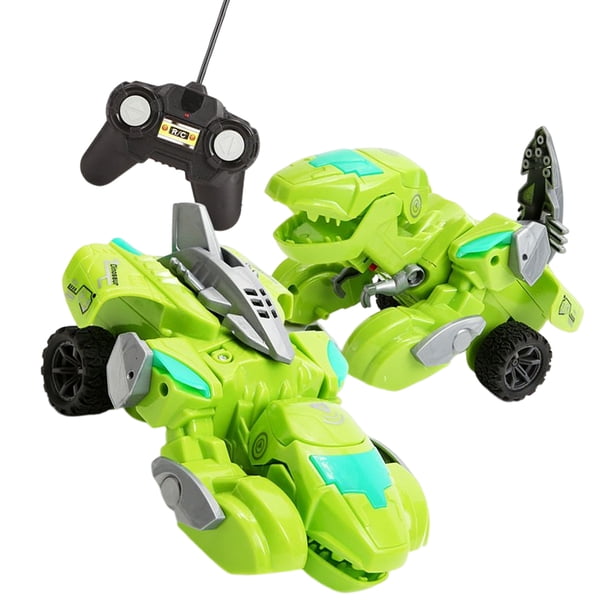 Vogacara Coches de dinosaurios 2 en 1 para dinosaurios, juguete con Control remoto que cambia de forma con un botón, rueda de coche, Robot Animal con Juguetes Verde Vogacara FN007103-01