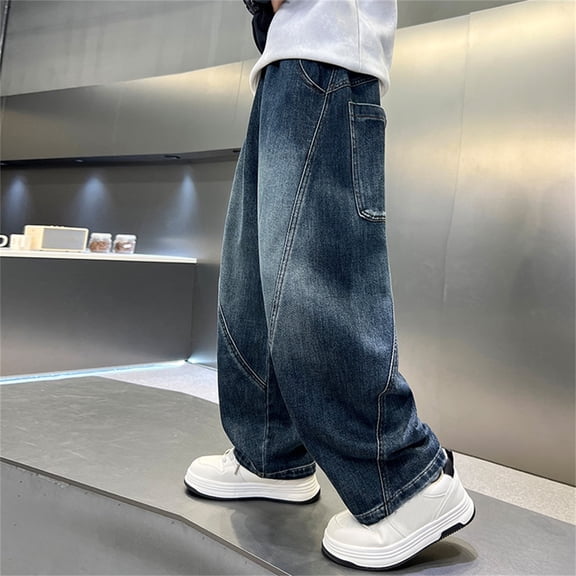 Boy Jeans Boys Blue Jeans Boys Loose Fit Jeans Straight Boys Wide Leg Jeans Boys Size 7-8 Years