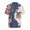 American Flag with Daisy Floral Print, variant on Geometric Pattern Men's Short Sleeve Shirt, Breathable Button Front Men's Short Sleeve Button Down Shirt Men's Short Sleeve Button Shirt for Travel Home