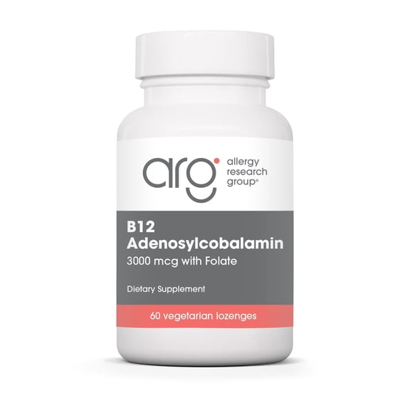 ARG B12 Adenosylcobalamin - 3000 mcg with Folate - Bioactive Vitamin B12 Lozenges - Cellular Energy & Nerve Support - Methylation & Brain Health - Vegetarian - 60 Servings - 60 Lozenges