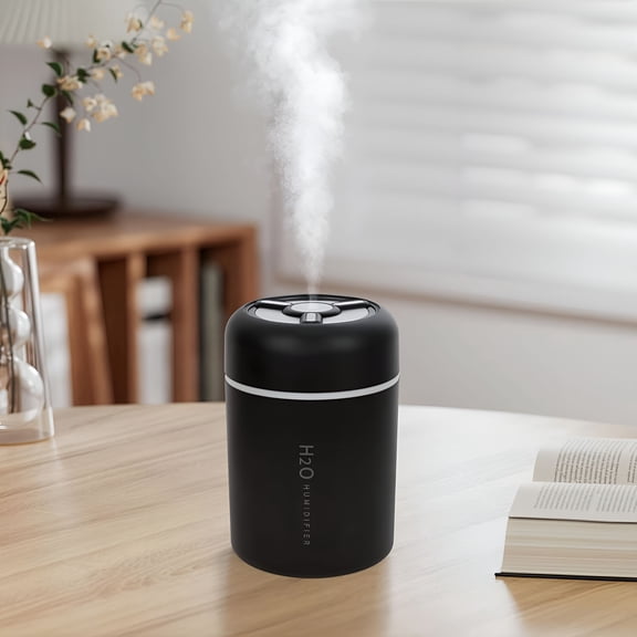 HIBIBUD Portable Mini Humidifier,300Ml Usb Cool Mist Small Humidifier with Colorful Lights for Bedroom,Office,Plants,Travel & Car (Black)
