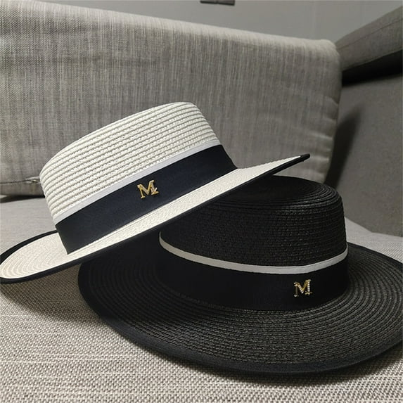 Travelwnat Women Wide Brim Straw Panama Roll up Hat Belt Buckle Fedora Beach Sun Hat UPF50+