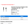 thumbnail image 2 of Automatic Transmission Kickdown Cable - Compatible with 1981 - 1987 Oldsmobile 98 1982 1983 1984 1985 1986, 2 of 2