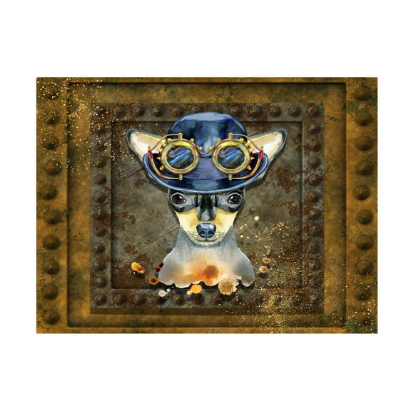 Canvas Wall Art - Tina Mitchell 'Steampunk Miniature Pinscher' Wall Art for Living Room, Bedroom, or Office Décor by Trademark Fine Art - 19 x 19 Inches