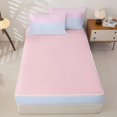 thumbnail image 4 of Manfei Boho Gradient Zipper Twin Comforter Sets with Fitted Sheet and 2 Pillowcases, Dreamy Rainbow Zipper Bedding Set, Pink Light Blue, Pink Reversible, 4 Pieces, 4 of 7