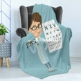 thumbnail image 4 of Eye Chart Soft Flannel Fleece Throw Blanket, Young Ophthalmologist Holding Eyeglasses with an Eye Graph, Cozy Plush for Indoor and Outdoor Use, 50" x 60", Multicolor, by Ambesonne, 4 of 5