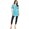 thumbnail image 5 of Sakkas Allegra Women's Short Sleeve Loose Fit Casual Tie Dye Blouse Tunic Shirt - 19212-Turquoise - One Size, 5 of 5