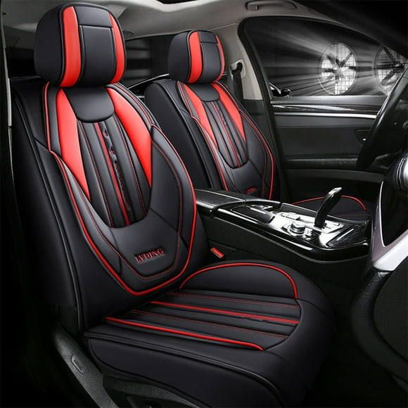 Maidao Car Seat Covers Leather Full Set for Lexus for NX 2015-Present 5 Seats Waterproof Front Rear Cushion Protector Black and Red