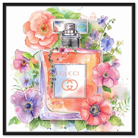 Orange Perfume Floral Canvas Floral Glam Art by Art Remedy, Black Frame, 12" x 12"