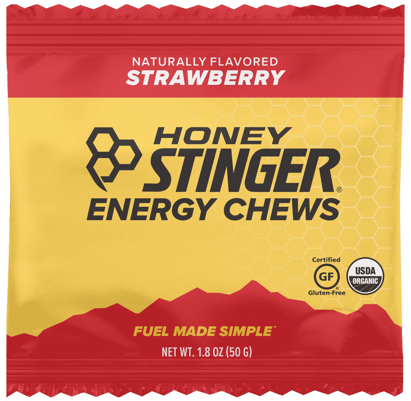 HONEY STINGER ORGANIC ENERGY CHEWS--STRAWBERRY--BOX OF 12 