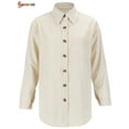 thumbnail image 5 of Spencer Women's Oversized Corduroy Shirt Casual Long Sleeve Button Down Boyfriend Blouses Tops (XL, White), 5 of 8