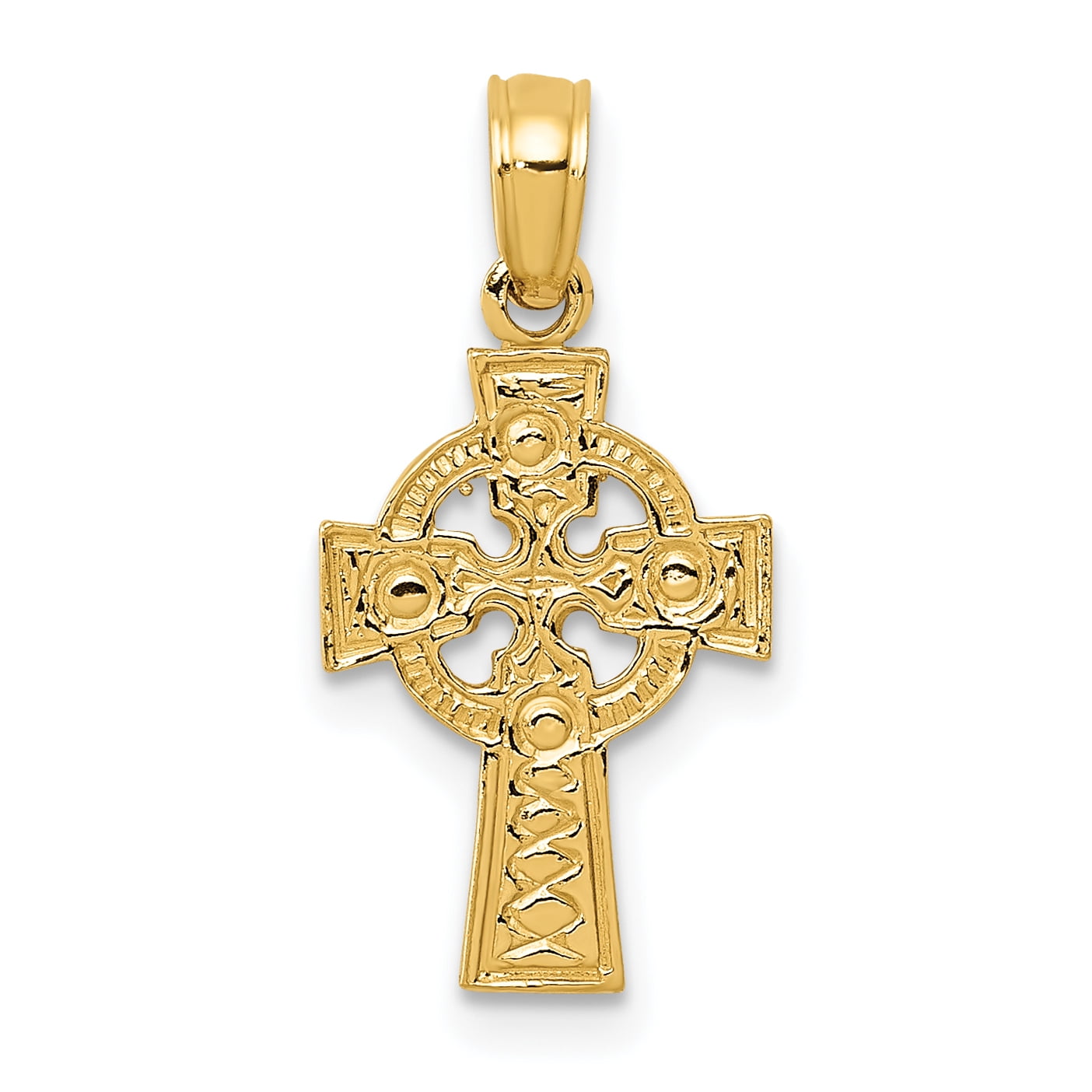 14K White Gold Heart Cross Hatch Cubic Zirconia CZ Charm Pendant with 1.5mm Rope Chain Necklace