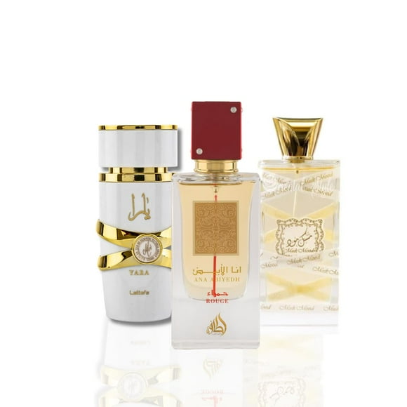 Set de perfume Lattafa de 3 piezas unisex Musk Mood Ana Abiyedh Rouge