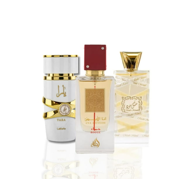 Set de perfume Lattafa de 3 piezas unisex Musk Mood Ana Abiyedh Rouge