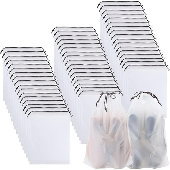 50 Pack Shoe Bags for Travel,Portable Travel Shoe Bag,Large Clear Shoes Pouch Storage Packing Organizers with Drawstring,Dustproof & Waterproof Shoe Storage Bags for Women and Men