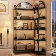thumbnail image 2 of Juiluna Corner Bookshelf Arched Bookcase, L Shaped Bookshelf Industrial Corner Shelf, Large Bookshelf With Metal Frame, Etagere Shelf Corner Display Rack for Living Room Bedroom, 2 of 6