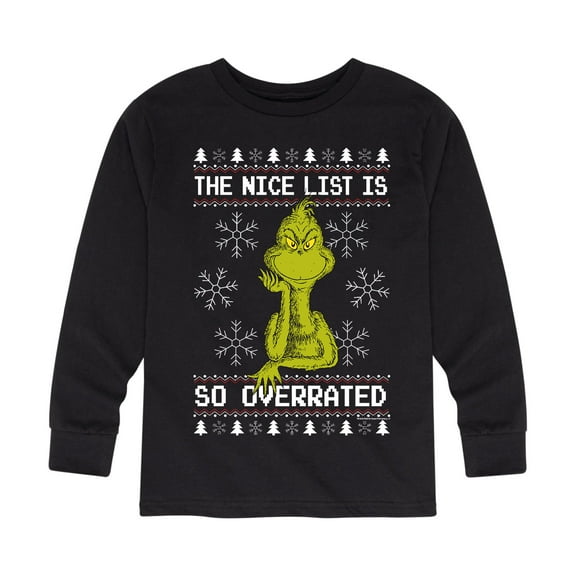 Dr. Seuss - The Grinch The Nice List Is Overrated - Toddler And Youth Long Sleeve Graphic T-Shirt