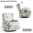 thumbnail image 5 of DREAMSIDEA Recliner Swivel Glider Rocker Nursery Chair for Adults, High Back Upholstered Rocking Armchair for Living Room, Manual Reclining Sofa Lounge Chair with Deep Seat in Fabric - Blue Plants, 5 of 5