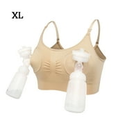 Women Nursing Bra Handsfree Breastfeeding Brassiere Adjustable Elastic Breast Pumping Bra, Skin Color, S skin color XL