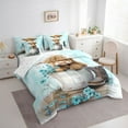 thumbnail image 3 of Manfei Kawaii Bull Bedding Sets Queen Size, Daisy Groovy Bed in a Bag Queen size, Farmhouse Animal Reversible Comforter Sets with Sheets, Microfiber Room Decor, 7 Pieces, 3 of 5