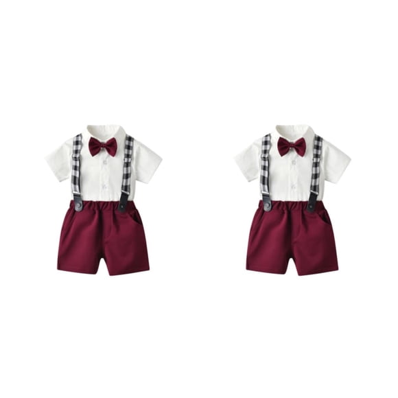 Camisa de manga corta y pantalones cortos Sonducket para niños con Pajarita color Gris 120cm