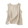 thumbnail image 5 of Summer Linen Short Sets for Women Two Piece Casual Sleeveless Tank Top and High Waisted Shorts with Pockets, 5 of 7