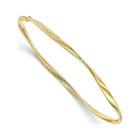 10k Yellow Gold Leslie's Polished Textured Twisted Bangle Bracelet ...